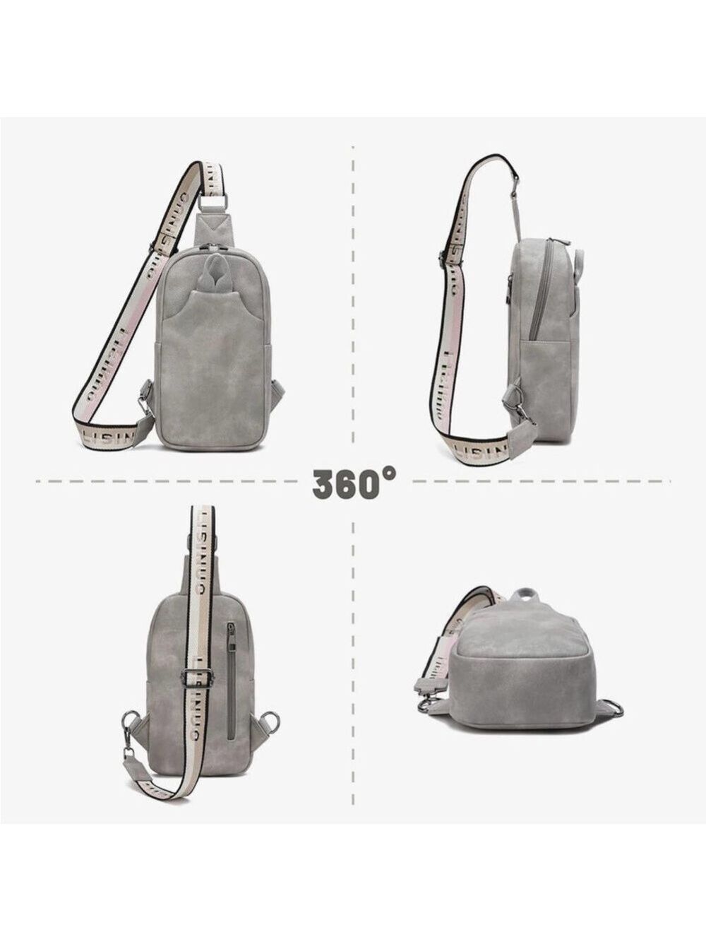 Leather Crossbody Bag in Gray - Picture 3 of 9